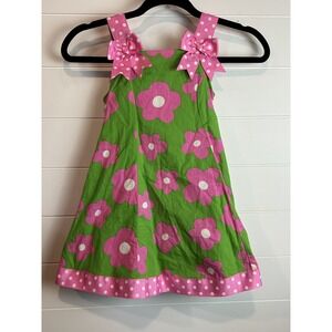 Bonnie Jean Dress 100% Cotton‎ Girl's 4T Spring Flowers Green